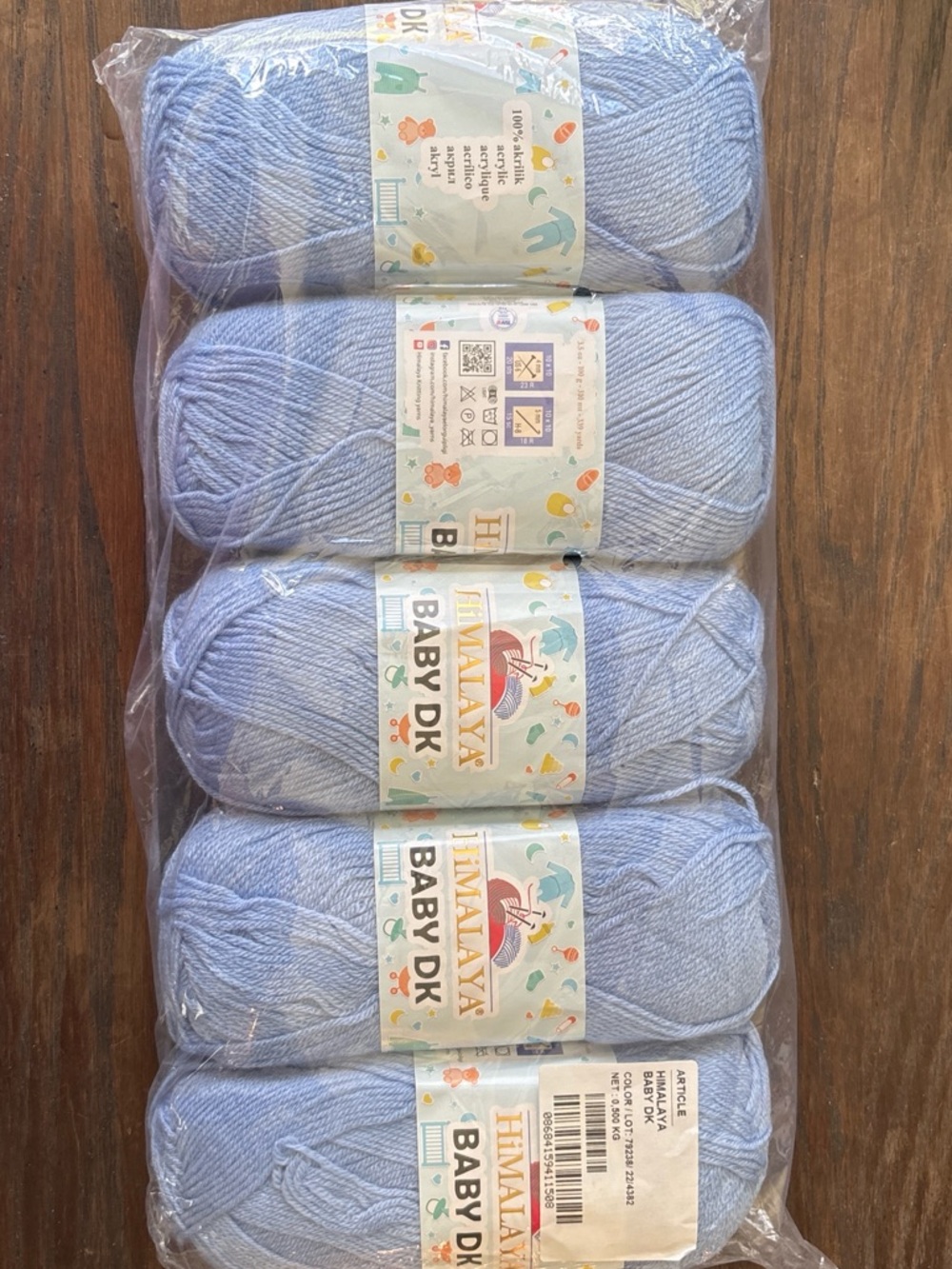 Baby DK Yarn - Baby Blue - 5-Pack